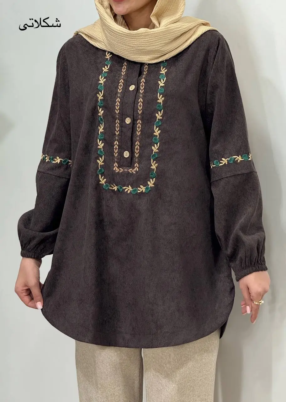 مانتو پاییزه گلدوزی نسا